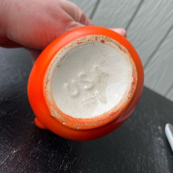 Vintage 1930s 5" Hall Ceramic Ball Creamer Pitcher Red Glaze Marked USA - Picture 6 of 14